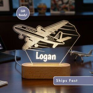 Airplane Custom Name Lamp • Personalized LED Cloud Decor • Boy/Girl Gift